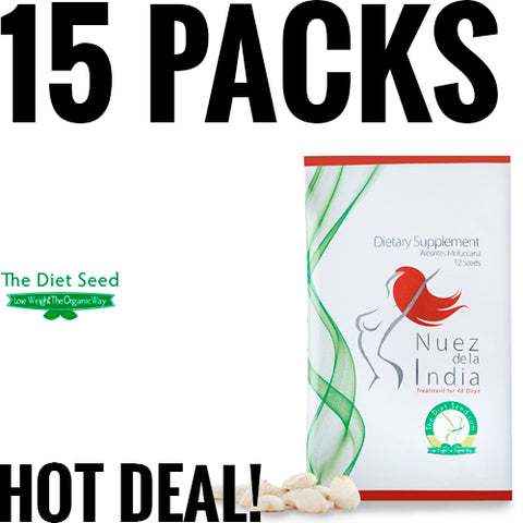 The Diet Seed | Nuez de la India - 15 Packs - 12 Seeds in each Pack
