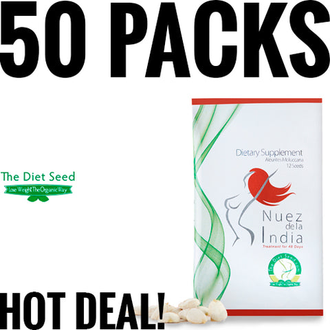 The Diet Seed | Nuez de la India - 50 Packs - 12 Seeds in each Pack